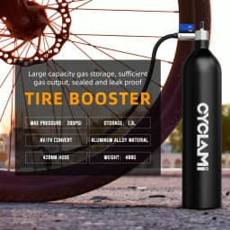 CYCLAMI Aluminum Alloy 1.3L MTB Road Inflator Tyre Air Bottle Tire Booster With Valve Gas Cylinder For Bike Vacuum Tubeless Tire