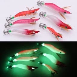 1 PC New Wooden Shrimp Bait with High-Intensity Luminous Effect, Equipped with Lead Pendant and Double-Layer Squid Hook