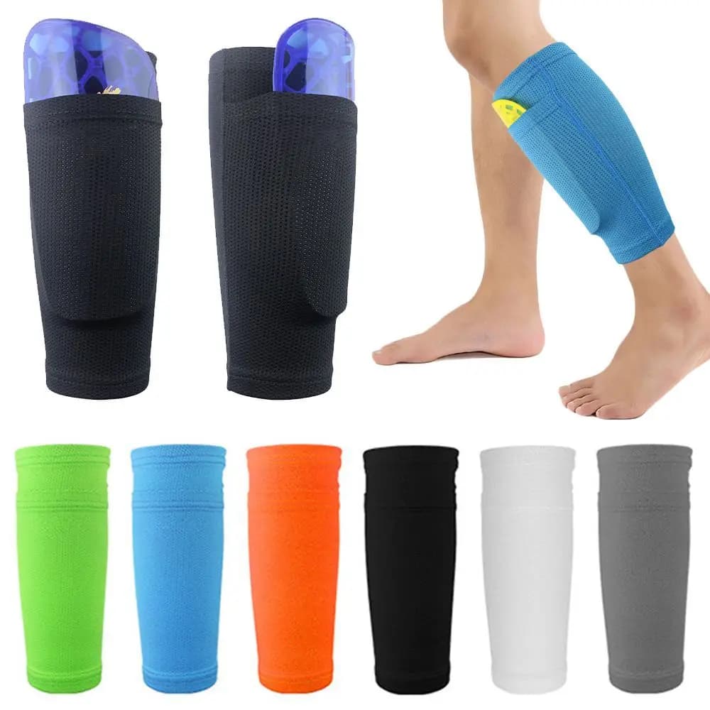 1Pair Sports Soccer Shin Guard Pad Sleeve Sock Leg Support Football Compression Calf Sleeve Shinguard for Adult Teens Children
