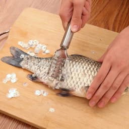 JOOYOO 1PC Stainless Steel Double-row Fish Scale Planer Multi-purpose Fish Scraper Descaler Knife Fish Brush Tool