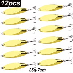 12pcs Metal Spinner Spoon Lures Trout Fishing Lure Hard Bait Sequins Paillette Artificial Baits Spinnerbait Fish Tools 1.5g-56g