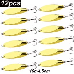12pcs Metal Spinner Spoon Lures Trout Fishing Lure Hard Bait Sequins Paillette Artificial Baits Spinnerbait Fish Tools 1.5g-56g