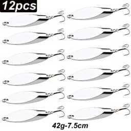 12pcs Metal Spinner Spoon Lures Trout Fishing Lure Hard Bait Sequins Paillette Artificial Baits Spinnerbait Fish Tools 1.5g-56g