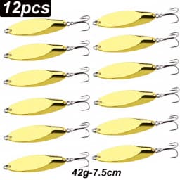 12pcs Metal Spinner Spoon Lures Trout Fishing Lure Hard Bait Sequins Paillette Artificial Baits Spinnerbait Fish Tools 1.5g-56g