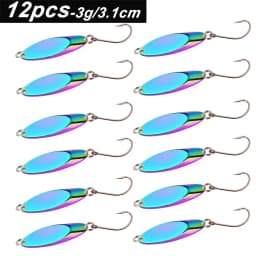 12pcs Metal Spinner Spoon Lures Trout Fishing Lure Hard Bait Sequins Paillette Artificial Baits Spinnerbait Fish Tools 1.5g-56g