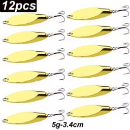 12pcs Metal Spinner Spoon Lures Trout Fishing Lure Hard Bait Sequins Paillette Artificial Baits Spinnerbait Fish Tools 1.5g-56g