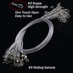 24Pcs Anti Bite Fishing Line Steel Wire Leader With Swivel Double-Lock Snap Accessory Lead Core Leash 25cm 15kg/35lb