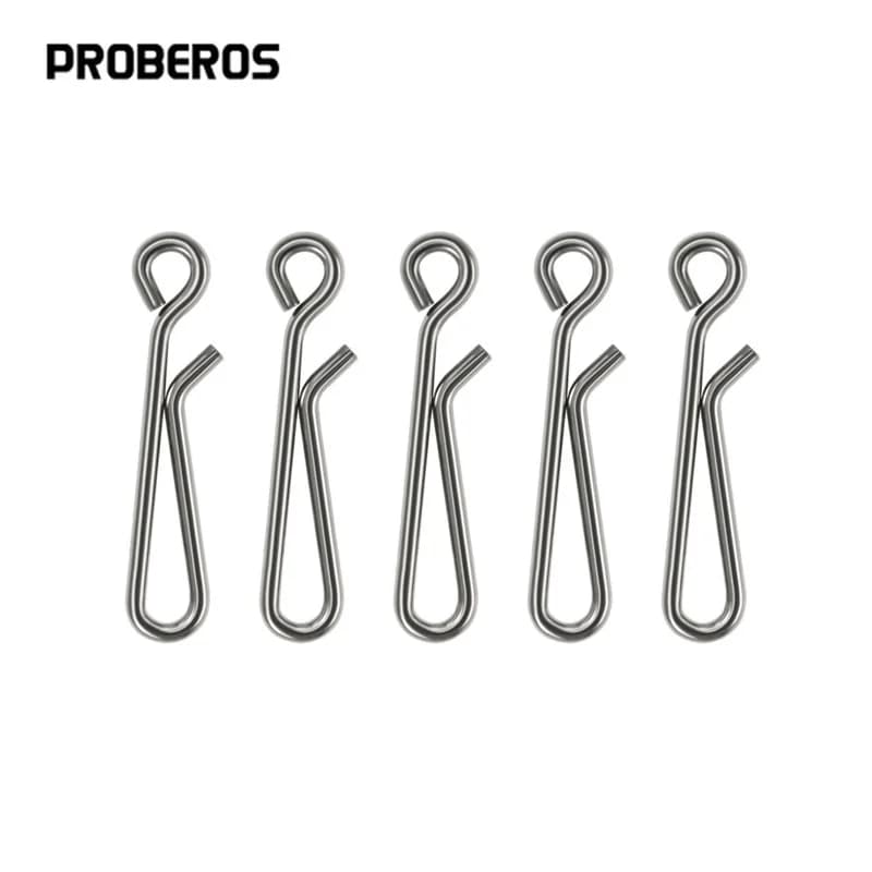 PRO BEROS 100pcs/bag Fast Clip Lock Snap Swivel Solid Rings 0#-6# Stainless Steel Hook Safety Snaps Fishing Hook Connector Tool