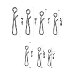 PRO BEROS 100pcs/bag Fast Clip Lock Snap Swivel Solid Rings 0#-6# Stainless Steel Hook Safety Snaps Fishing Hook Connector Tool