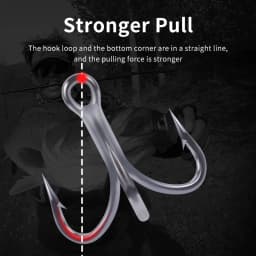 Kingdom 8pcs Treble Hooks Sharp Durable Barbed High Carbon Steel Strong Strength Fishing Hook Saltwater Fishing Accessories