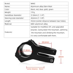 Wake Mountain Road Bike Bicycle Accessories Stem Handlebar Short Downhill Stem 31.8mm Aluminum Alloy for MTB BMX Cycling