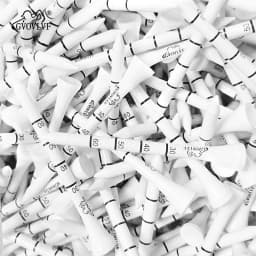 50 Pieces Bamboo Golf Degree Scale Tees 83mm Reduce Friction Side Spin Golf Tees White and Black Adjustable Depth