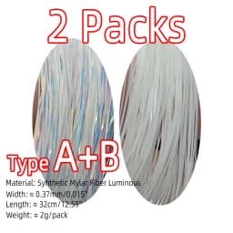 ICERIO 2packs Holographic Mylar Flash Tinsel Synthetic Luminous Glowing Fly Tying Material for Fishing Assist Hook Jigs Lure