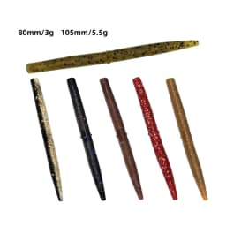 MUKUN Soft Bait Worm 80mm 105mm 10pcs Stick Worm Baits Leurre Souple Wobblers For All Fish Pesca Bass Fishing Lure