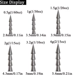 10pcs/lot Fishing Insert Weight 0.5g 1g 1.5g 2g 3.2g 4g Weight Sinker Fishing Soft Bait Fishing Accessories