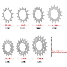 MUQZI Bike Cassette Cog Single Speed 12T 13T 14T 15T 16T 17T 18T Sprockets MTB Road Bicycle Flywheel Cog