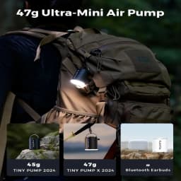 FLEXTAIL Portable Air Pump, Mini Camping Pump with Light, USB-C Charging, Ideal for Sleeping Pads, Air Bed Mattress, Vacuum Bags