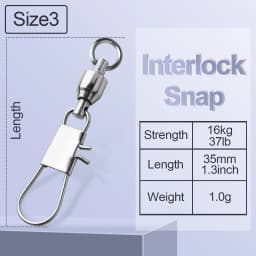FishTrip Fishing Snap Swivel Interlock Snap Ball Bearing Swivels Stainless Steel Cross Lock Clip Squid Fishing Connector