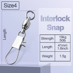FishTrip Fishing Snap Swivel Interlock Snap Ball Bearing Swivels Stainless Steel Cross Lock Clip Squid Fishing Connector