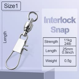 FishTrip Fishing Snap Swivel Interlock Snap Ball Bearing Swivels Stainless Steel Cross Lock Clip Squid Fishing Connector
