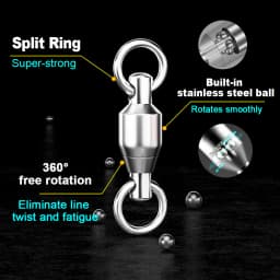 FishTrip Fishing Snap Swivel Interlock Snap Ball Bearing Swivels Stainless Steel Cross Lock Clip Squid Fishing Connector