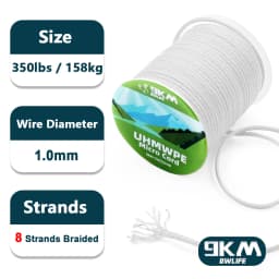 9KM UHMWPE Cord 0.8~1.6mm Hollow Braided Rope Hammock Tarp Tent Rope Kite Line Fishing Climbing Camping Kayak Sailboat 100~750lb