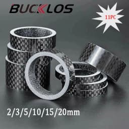BUCKLOS Bike Headset Washer 11PC Carbon Fiber Stem Spacer Flexible 1 1/8" Mountain Road Bike Stem Front Fork Headset Washer