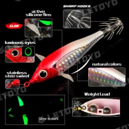 LETOYO 73/90mm floating squid lures luminous squid jig Artificial bait for cuttlefish webfoot octopus sea fishing lures
