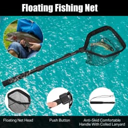 55cm-190cm Telescopic Fishing Net for Salmon Fly Carp Catfish Trout Floating Landing Net Easy Catch & Releasee Foldable