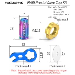 RISK Titanium Presta Schrader Valve Cover Waterproof Dustproof MTB Road Bicycle FV AV Cap Removal Tool Cycling Parts Accessories