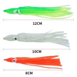 10PCS Rubber Squid Skirts 8cm 10cm 12cm Octopus Soft Fishing Lures Tuna Sailfish Baits Mix Colors