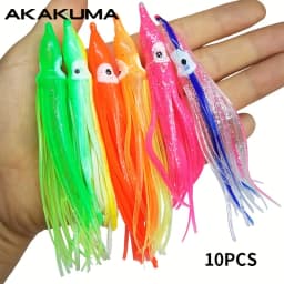 10PCS Rubber Squid Skirts 8cm 10cm 12cm Octopus Soft Fishing Lures Tuna Sailfish Baits Mix Colors