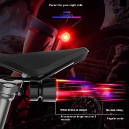 Smart Brake Sensing Light Colorful Bicycle Rear Light LED Night Safety Warning Light Type-C Rechargeable Bike Accessories