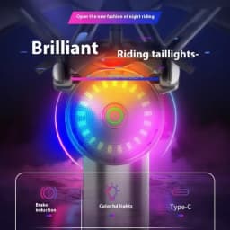 Smart Brake Sensing Light Colorful Bicycle Rear Light LED Night Safety Warning Light Type-C Rechargeable Bike Accessories
