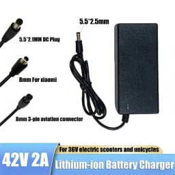 42V 2A Lithium Battery Charger 5.5×2.5/2.1mm 8mm 3pin Plug For Xiaomi Ninebot Electric Scooters M365 Segway Li-ion Battery Packs