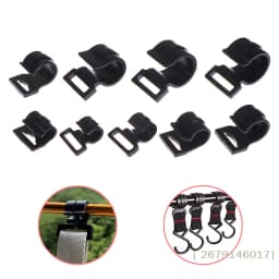 【YY26】10Pcs Outdoor Camping Tent Snap Clip Hooks Black Plastic Lanyard Hooks in 9–25mm Sizes for Awning & Caravan