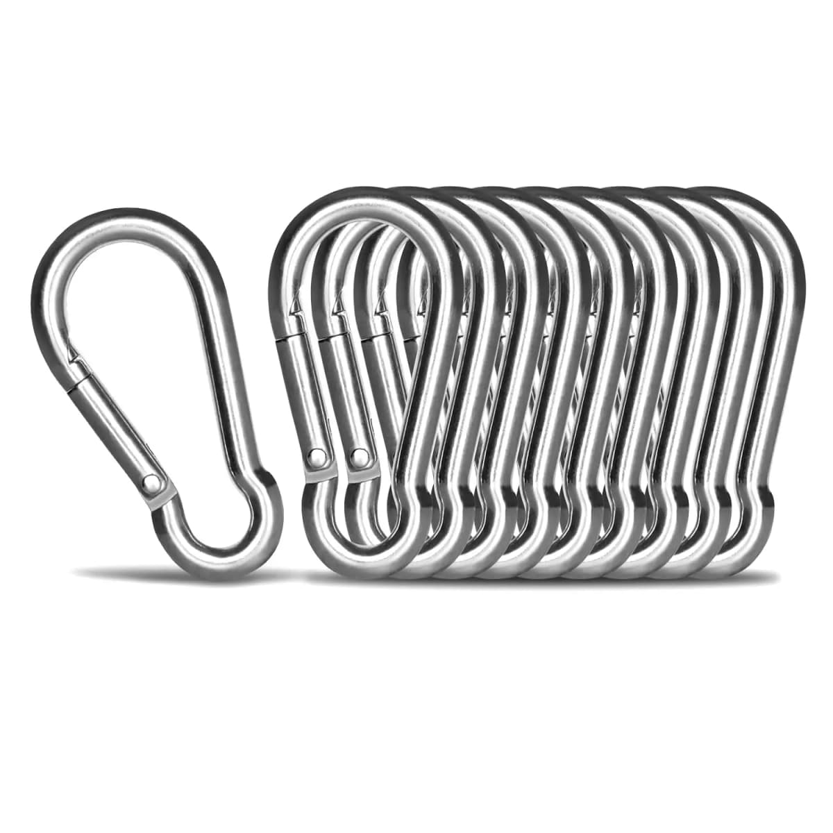 10Pcs 304 Stainless Steel Carabiner Clip M4 M5 M6 M7 M8 Heavy Duty Spring Snap Quick Link Lock Ring Hook for Camping Hiking