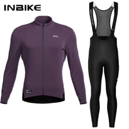 INBIKE Winter Thermal Cycling Jersey Set Men's Breathable Long Sleeve Bike Shirt Bib Pants Mountain Bike Clothing for Men Riding