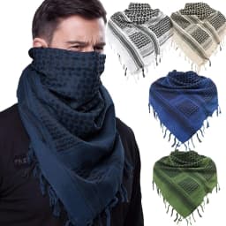 Tactical Hunting Scarf Shemagh Tactical Desert Keffiyeh Head Neck Scarf Arab Wrap with Tassel 43x43 Inches