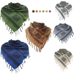 Tactical Hunting Scarf Shemagh Tactical Desert Keffiyeh Head Neck Scarf Arab Wrap with Tassel 43x43 Inches