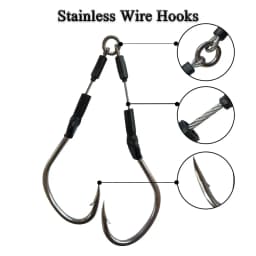 2pairs/bag Slow Fast Jigging Hook BKK Carbon Stainless Wire Jig Lure Hooks Saltwater Double Barbed Assist Hooks Fishing Tackle