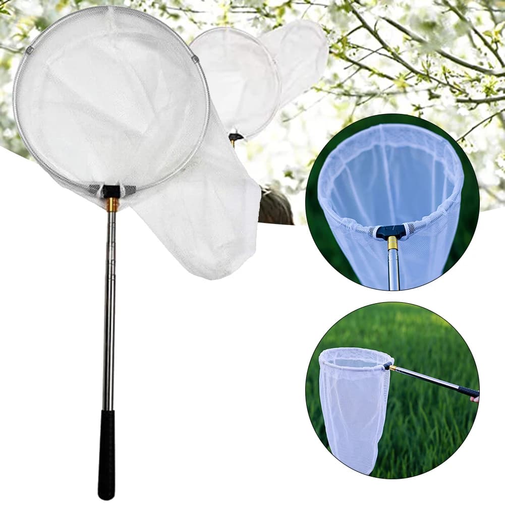 Stainless Steel Fast Folding Hand Nets Beach Retractable Dragonfly Ultra-short Butterfly Insect Net Bag Catching Small Fish