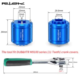 RISK 2 In 1 Bicycle DUB Crankset Cover Removal Tool For XTR M9100 Bottom Bracket Crank Screw Removal Tool 3/8”Ratchet Wrench Set