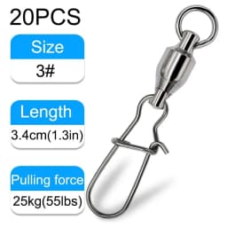 GOBAIT 20PCS Swivel Snap Connector Pin Ball Bearing Rolling Ring Buckle Kit Pesca Lure Line Connect Cross Lock Fishing Tools