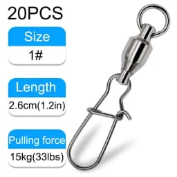 GOBAIT 20PCS Swivel Snap Connector Pin Ball Bearing Rolling Ring Buckle Kit Pesca Lure Line Connect Cross Lock Fishing Tools