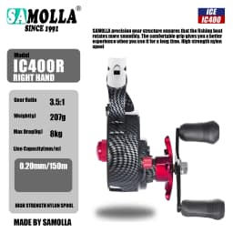 SAMOLLA New Ice Fishing Reels Winter Coil High-foot 3.5:1 Portable Ultra Smooth Magnetic Drop System Inline Ice Reel 8KG Drag
