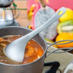 Boundless Voyage Titanium Spoon Tableware Porridge Stew Sauce Deep-bowled Ladle Scoop Cooking Kitchen