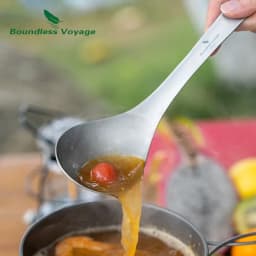 Boundless Voyage Titanium Spoon Tableware Porridge Stew Sauce Deep-bowled Ladle Scoop Cooking Kitchen