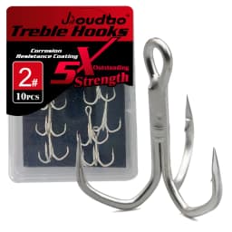 Treble Hooks 5X Strong Triple Fishing Hooks 10pcs/Box 2# 4# 6# 8# 10# for Big Game Trout Bluefish Salmon Kingfish Fishing