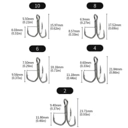 Treble Hooks 5X Strong Triple Fishing Hooks 10pcs/Box 2# 4# 6# 8# 10# for Big Game Trout Bluefish Salmon Kingfish Fishing
